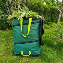 Pop Up Square négyzet alakú lombgyűjtő zsák használata a kertben.