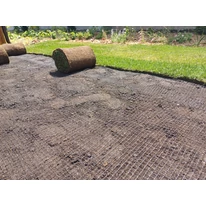 Folyamatban lévő gyepszőnyegezés.