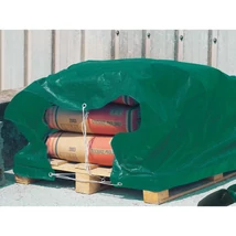 PROTEX vízálló, erősített zöld ponyva alkalmazása építkezési anyag védelmére.