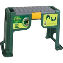 Zöld kerti szék és térdeplő kinézete.