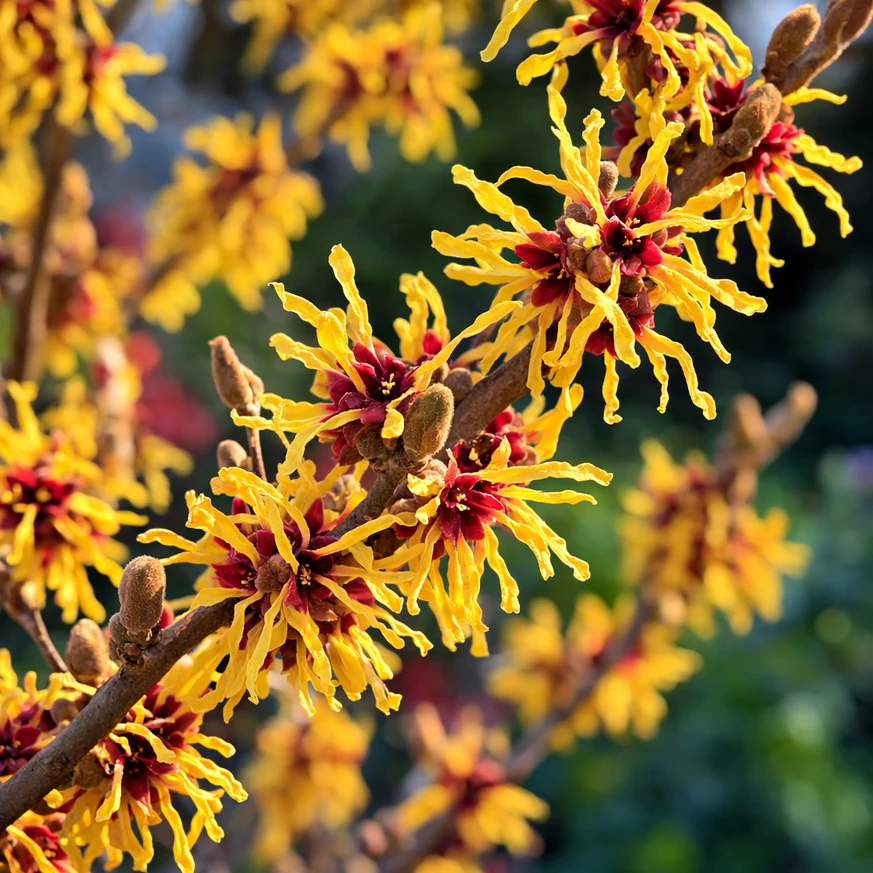 A varázsmogyoró sárga virágai.