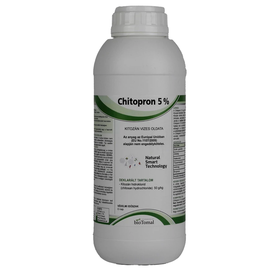 A Chitopron 5% természetes immunerősítő lombtrágya 1 literes kiszerelése.
