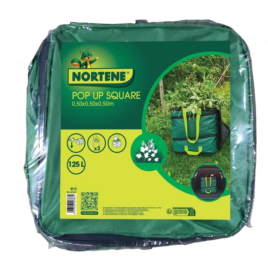 Pop Up Square zöld színű, négyzet alakú lombgyűjtő zsák, 50x50x50cm-es méretben.