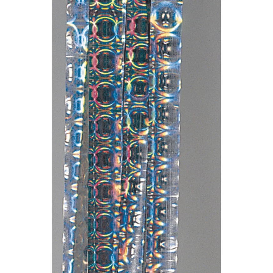 Holografikus madárriasztó szalag kinézete.