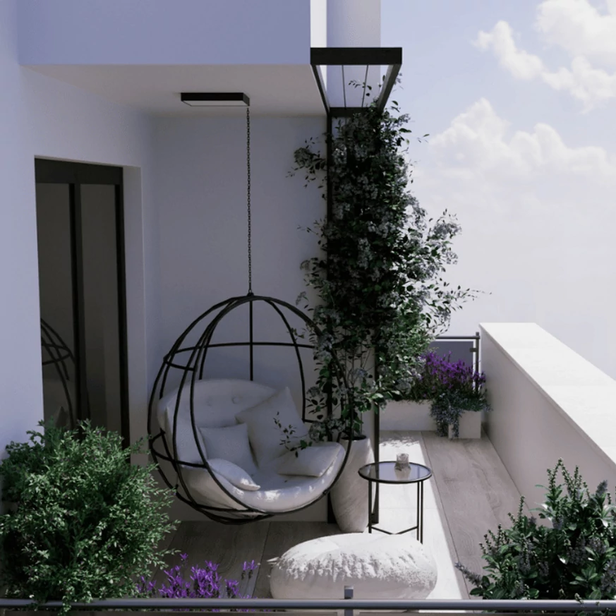 Balkon 3 dimenziós látványterv.