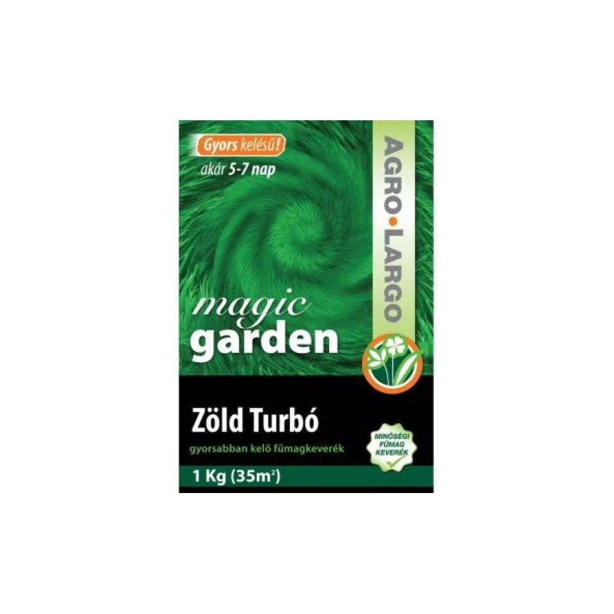 A Zöld Turbó fűmagkeverék csomagolása.