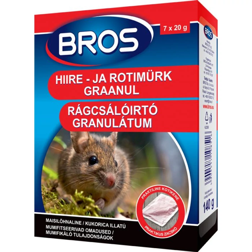 Bros rágcsálóírtó granulátum 140g 29ppm