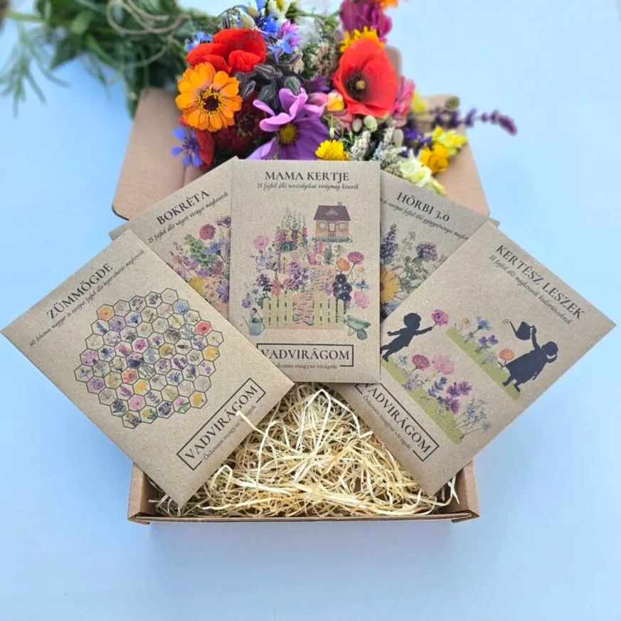 A vadvirágom vetőmag csomagolása.
