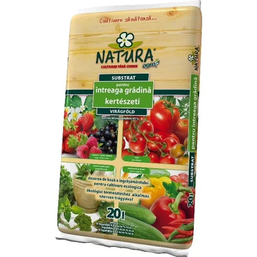 Natura kertészeti virágföld 20 literes kiszerelésben. 